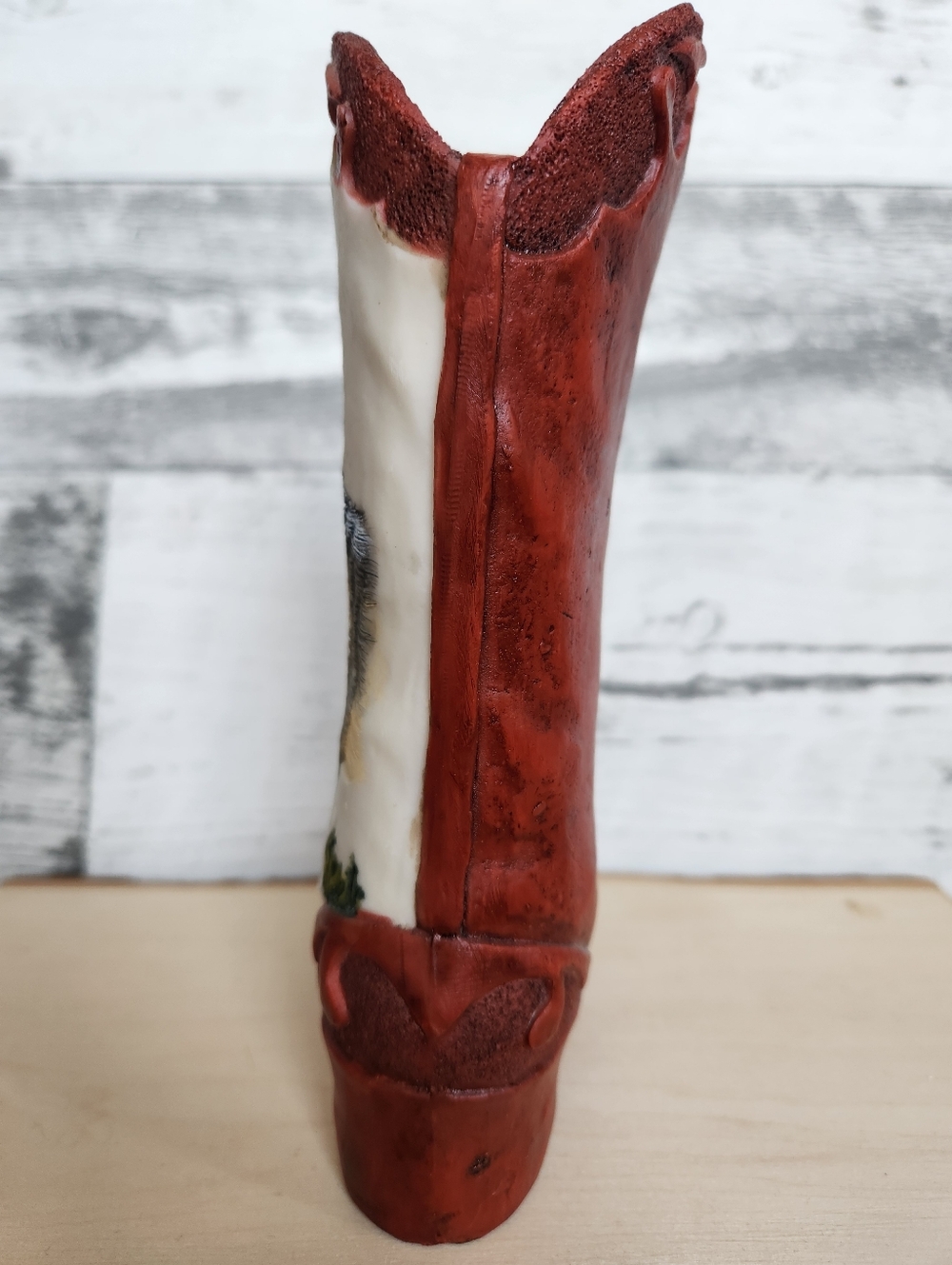 Decorative Cowboy Western Boot Wolf Rustic Small Figurine 7.5" - Picture 3 of 7